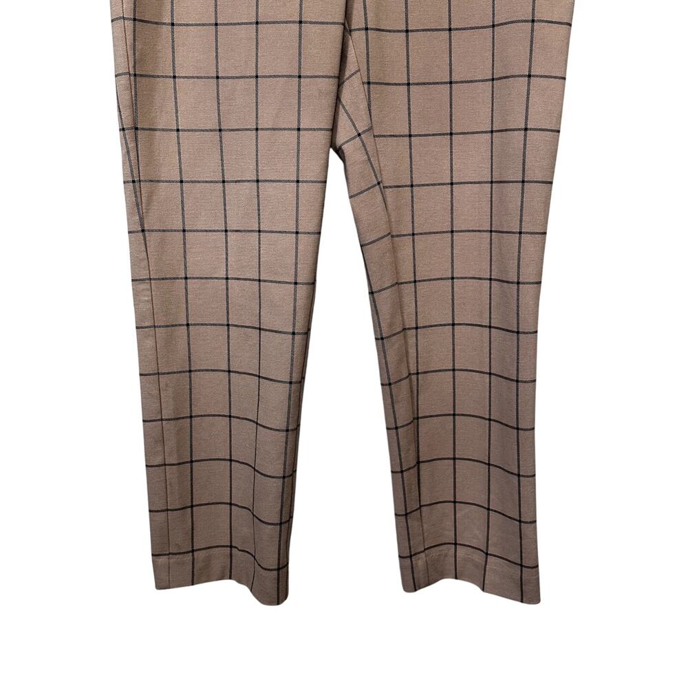 Amanda + Chelsea Crop Pants Windowpane Print Ankle-Length Cut Brown W US 14 NWOT - Picture 4 of 9